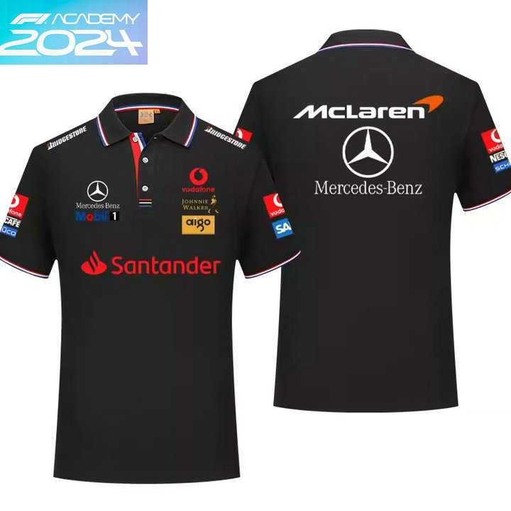 2024 Polo McLaren Mercedes-Benz Col Contrasté Coton Homme Manche Courte